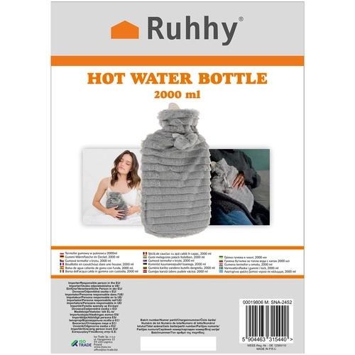 Rubberen warmwaterkruik in hoes 2000ml Ruhhy 19806