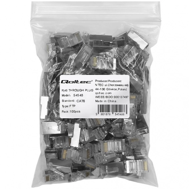Doorvoerkoppeling RJ45-connector CAT6 FTP met vergulde contacten, 100 stuks