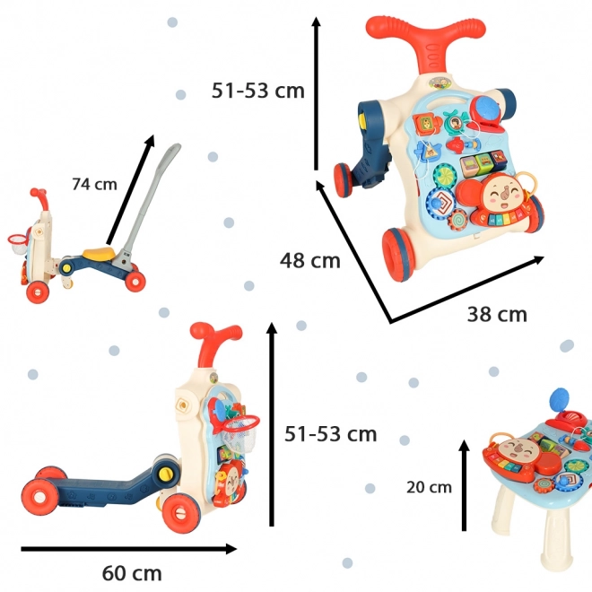 Multifunctionele kinderloopstoel en interactieve tafel 5-in-1