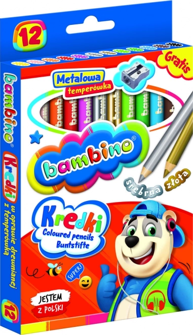 Kleurenpotloden met slijper Bambino - 12 stuks