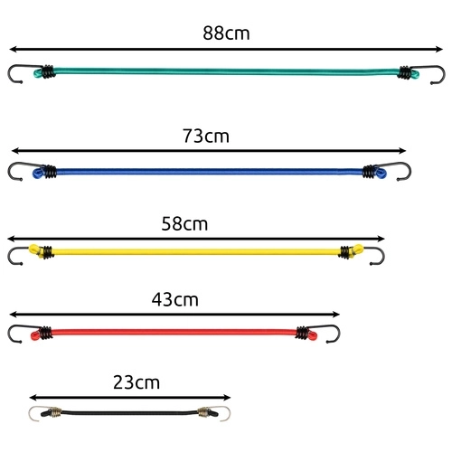 Elastische bagageriemen met haken, 12 stuks