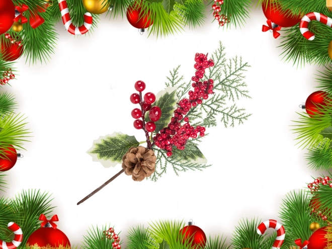 Kersttafeldecoratie met lijsterbes en dennenappel