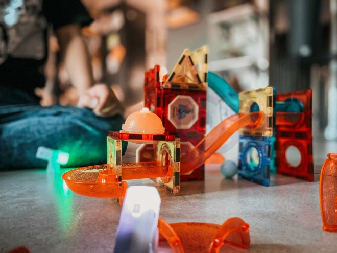 Lichtgevende magnetische knikkerbaan 75 stuks