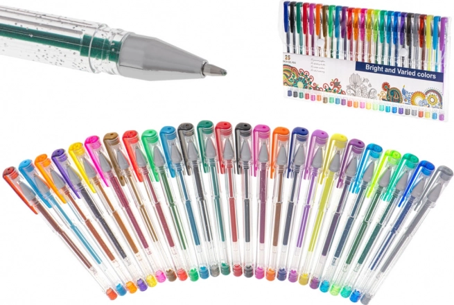 Kleurige glinsterende gelpennen – set van 25 stuks