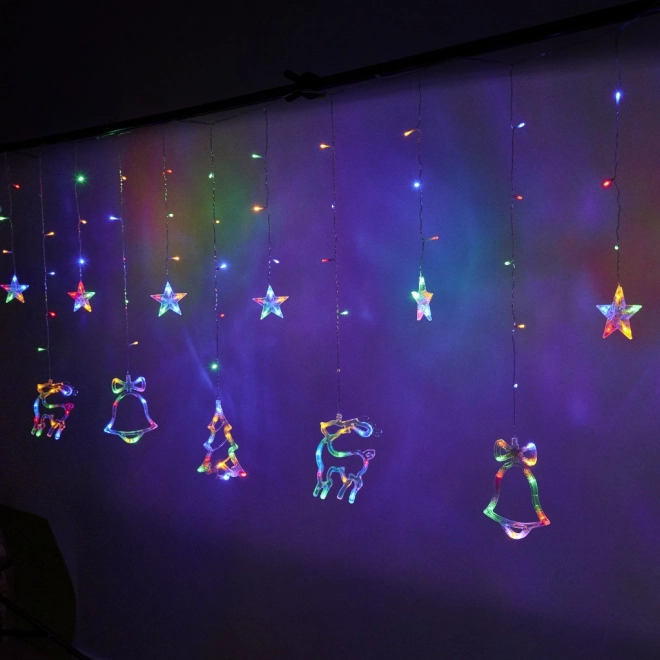 LED gekleurde gordijn met kerstmotieven - 2,5 m, 138 LED's