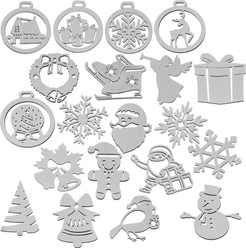 Houten kerstornamenten RUHHY 20 stuks – wit, onbreekbaar, 9 cm
