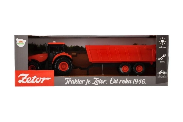 Tractor Zetor met aanhanger op vliegwiel met verlichting en geluid