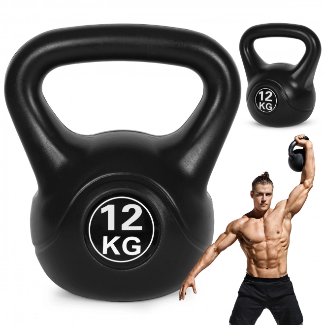 Kettlebell voor oefening zwart - 12kg