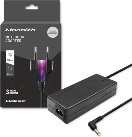 Netvoedingsadapter voor Acer 65 W, 19 V, 3,42 A, connector 5,5 × 1,7 mm + netsnoer