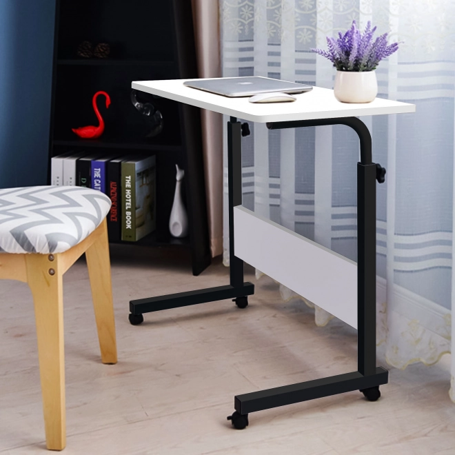 Laptoptafel op wielen, tafel bevestigd aan vouwstoel - wit