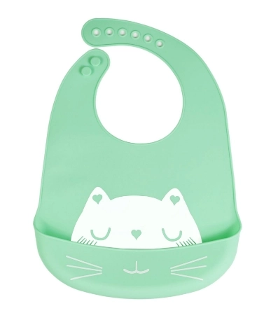 Kinder siliconen slab met zak - groen, kat