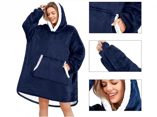 Warme oversized hoodie met capuchon van dikke bont