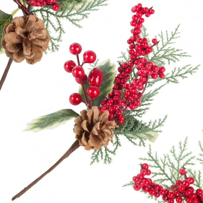 Kersttafeldecoratie met lijsterbes en dennenappel