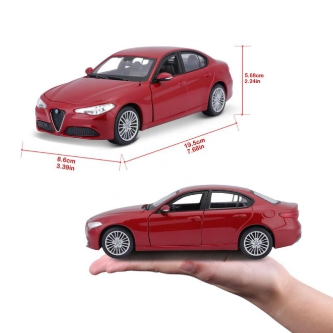 Bburago 1:24 Alfa Romeo Giulia (2016) metallic rood 18-21080
