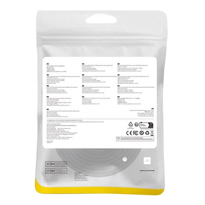 Gevlochten netwerkkabel cat.8 Baseus Ethernet RJ45, 40 Gb/s, 8 m (zwart)