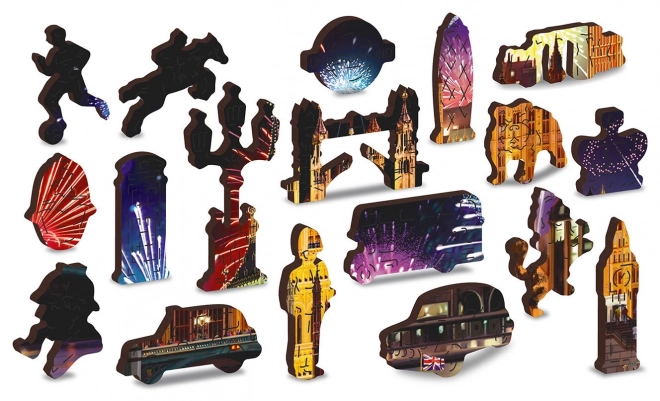 Houten puzzel Londen 's nachts met vuurwerk