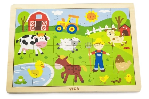 Houten puzzel 24 stukjes - boerderij
