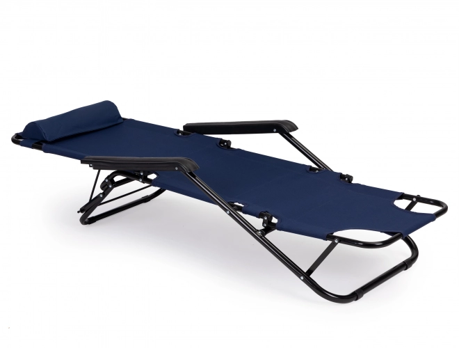Tuinligstoel met hoofdkussen blauw