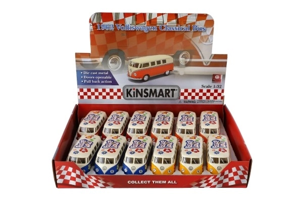 Bus Kinsmart VW Klassiek metaal/plastic 13 cm met terugtrek