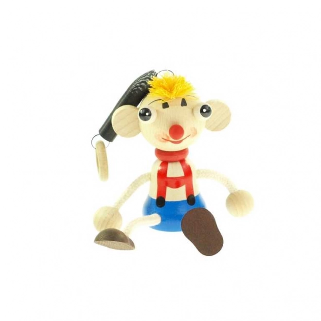 Jongen met Grote Ogen op Veer houten figuurtje
