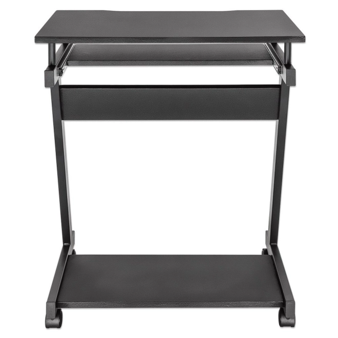 Compact modern computerbureau met uitschuifbaar blad en wieltjes