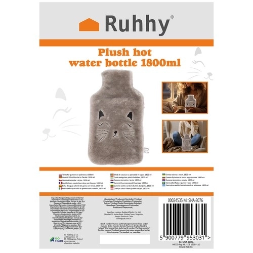 Rubberen kruik met hoes 1800ml Ruhhy 24535