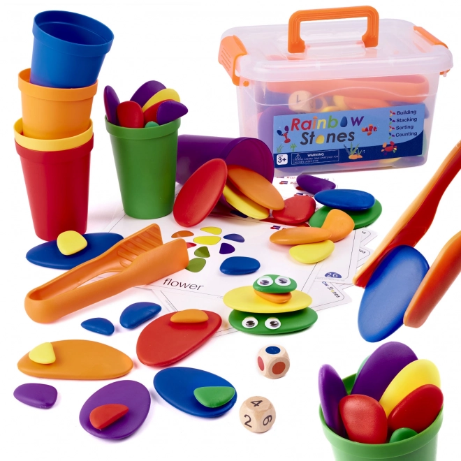 Creatieve gekleurde stenen Montessori set 65 stuks