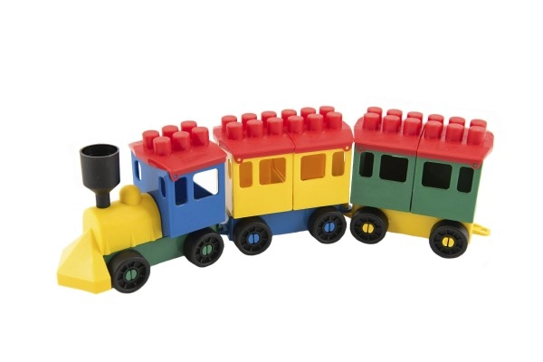 Kleurige trein met twee wagonnetjes