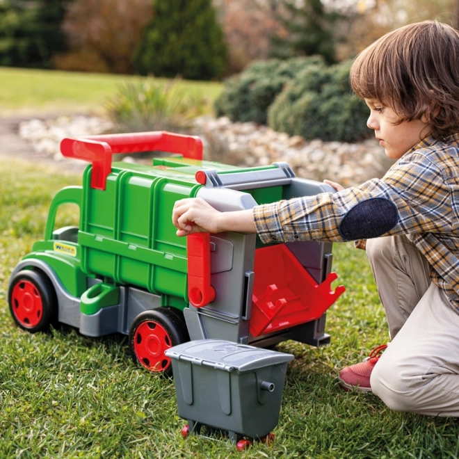 Wader functionele vuilniswagen 65 cm groen set met container van plastic
