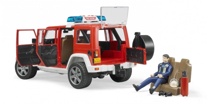 Bruder Rode Brandweer JEEP WRANGLER met figuur en accessoires