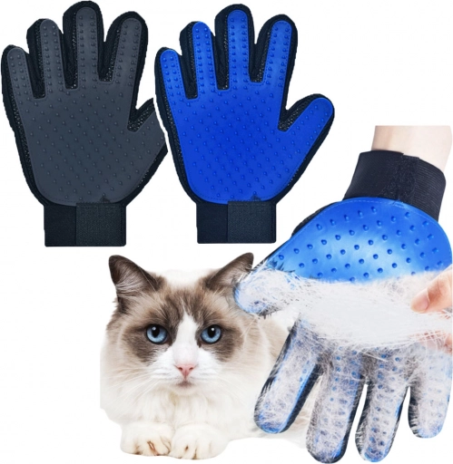 Vachtverzorgingshandschoen met siliconen nopjes voor honden en katten