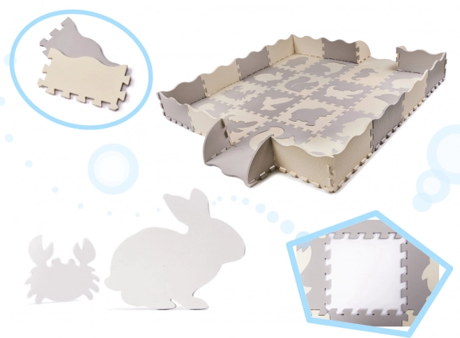 Contrasterende beige schuimpuzzels met diertjes