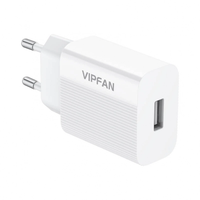 Netlader VFAN E01, 1x USB, 2,4A + Lightning-kabel (wit)