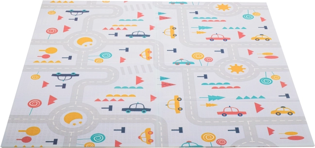 Dubbelzijdige opvouwbare foam speelmat Bos en Straat 177x158 cm