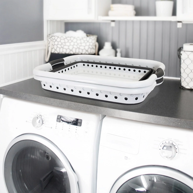 Opvouwbare wasmand siliconen kom wit-grijs 20 l van ModernHome