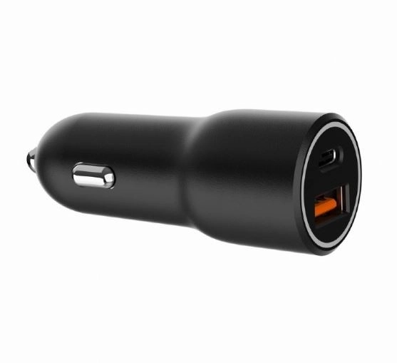 Snelle zwarte USB-A/USB-C autolader 38W PD