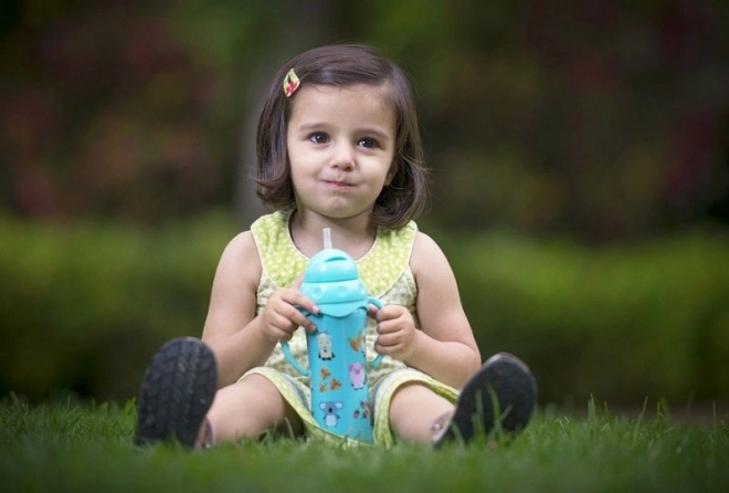 Thermo bidon met rietje - staal, 240 ml