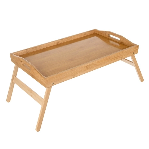 Opvouwbare bamboetafel voor bed met laptopfunctie