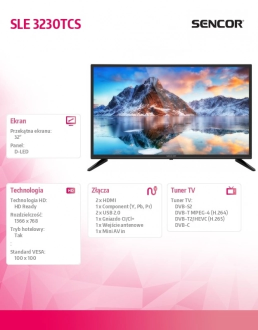 Televizor Sencor 32" HD Ready met D-LED technologie