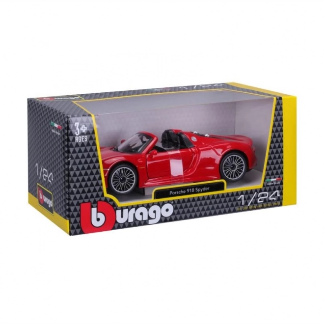 Bburago Porsche 918 Spyder rood model 1:24