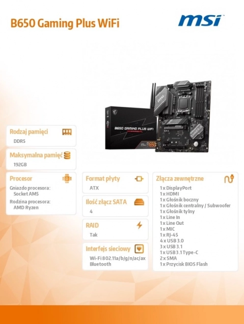 Basiskaart MSI B650 Gaming Plus WiFi
