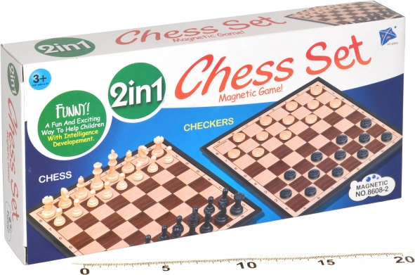 Schaken en Dammen 2v1 Magnetisch