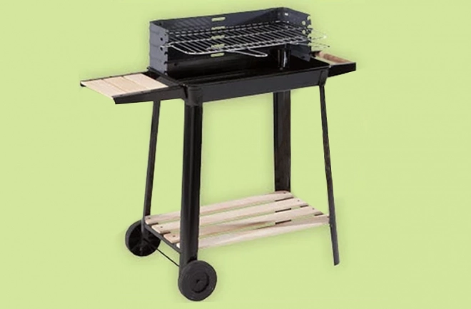 Tuin draagbare houtskoolgrill met verstelbaar rooster en planken