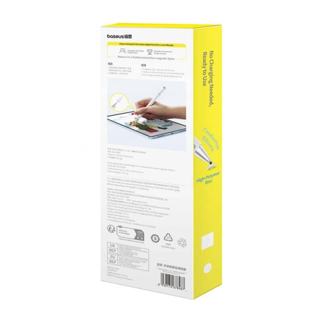 Stylus Baseus Smooth Writing III 3v1 niet-magnetisch wit
