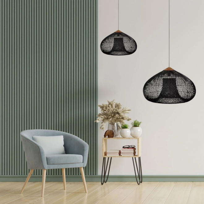 Plafond hanglamp van natuurlijke rotan - 40 cm - zwart