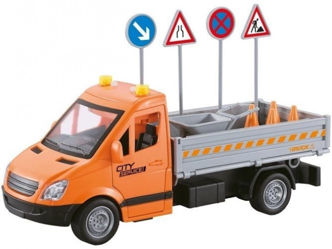 Auto stadsdiensten met verkeersborden - op traagheid