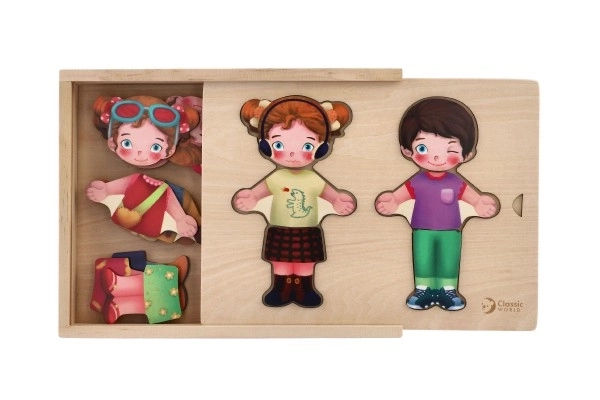 Houten puzzel verkleden - meisje en jongen