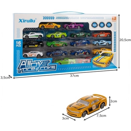 Gekleurde set auto's - 16 stuks