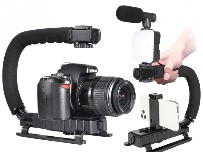 Vlogset met houder, LED-licht en microfoon