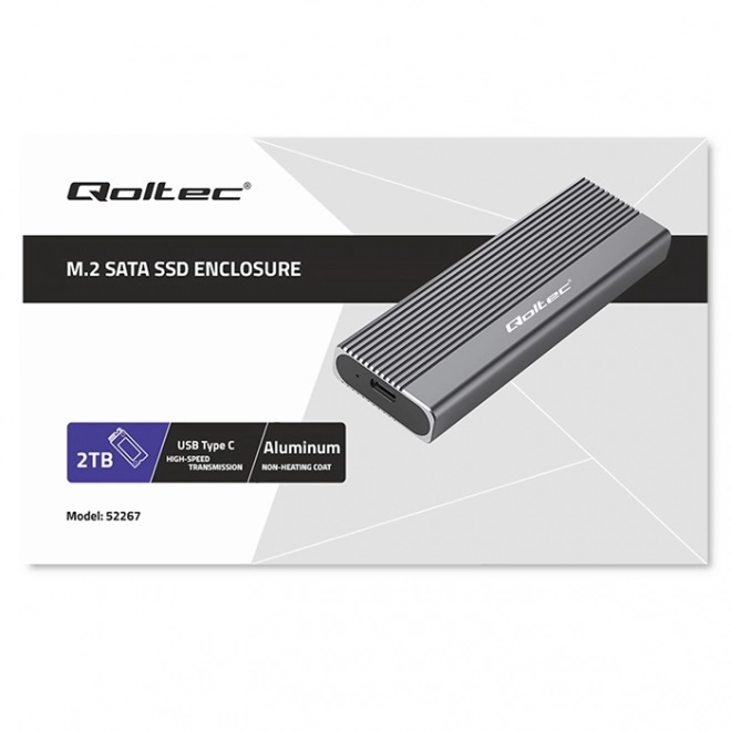Aluminium behuizing voor schijf M.2 SSD SATA NGFF USB-C 2TB Grijs